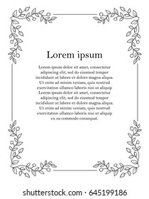 frame of leaves. Hand draw vector decorative element. Page of Book, card