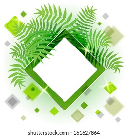 Frame with leaves for message. Vector design for natural themes