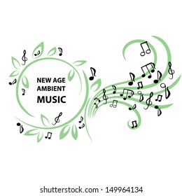 Frame With Leaves And Notes - New Age Music