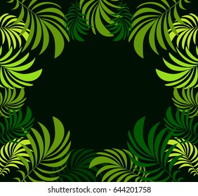 frame of leaves on a black background