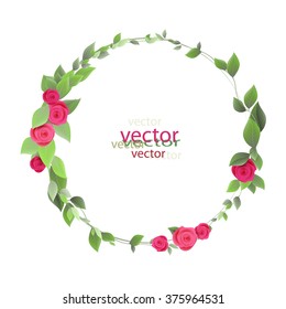 
frame with leaves and roses, vector