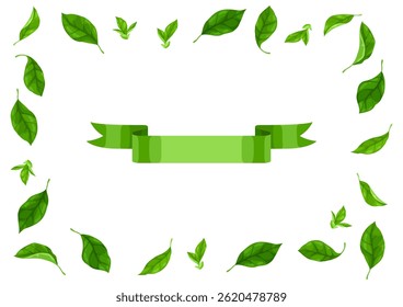 Frame with leaves. Spring or summer stylized foliage.