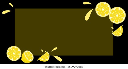 Marco con limones aislados sobre fondo oscuro.