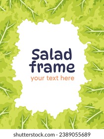 frame of lettuce leaves vector graphics with space for text. salad frame vector.lettuce frame