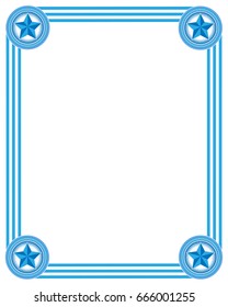 frame in light blue colours of stripes and stars in the corners and empty space for text