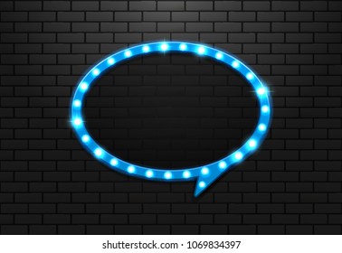 frame light retro circle balloon on background brick vector illustration