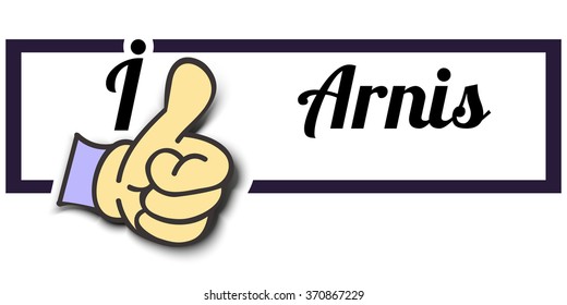Frame " I Like Arnis " Thumb Up! Vector graphic logo eps10.