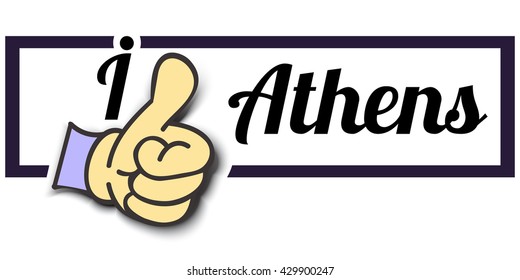 Frame " I Like Athens " Thumb Up! Vector graphic logo eps10.
