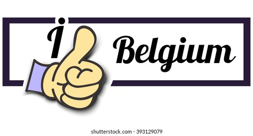 Frame " I Like Belgium " Thumb Up! Vector graphic logo eps10.