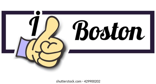 Frame " I Like Boston " Thumb Up! Vector graphic logo eps10.