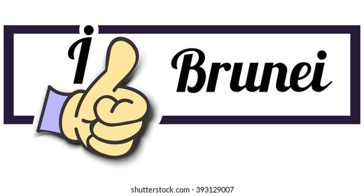 Frame " I Like Brunei " Thumb Up! Vector graphic logo eps10.
