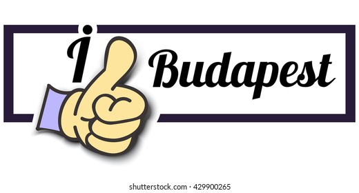 Frame " I Like Budapest " Thumb Up! Vector graphic logo eps10.