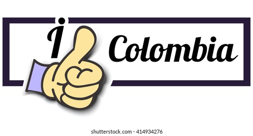 Frame " I Like Colombia " Thumb Up! Vector graphic logo eps10. 