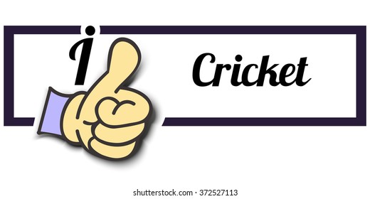 Frame " I Like Cricket " Thumb Up! Vector graphic logo eps10.