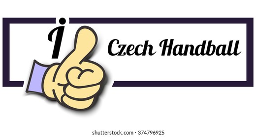 Frame " I Like Czech Handball  " Thumb Up! Vector graphic logo eps10.