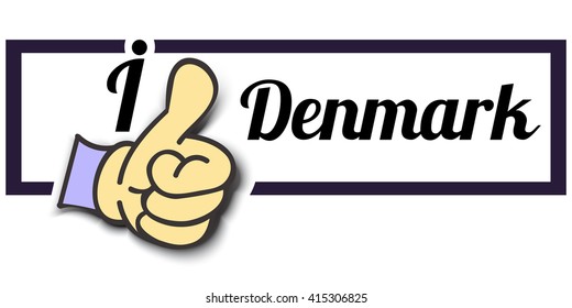 Frame " I Like Denmark " Thumb Up! Vector graphic logo eps10.