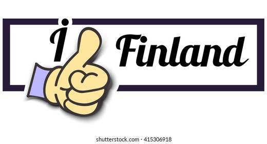 Frame " I Like Finland " Thumb Up! Vector graphic logo eps10.
