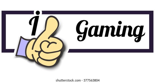 Frame " I Like Gaming " Thumb Up! Vector graphic logo eps10.
