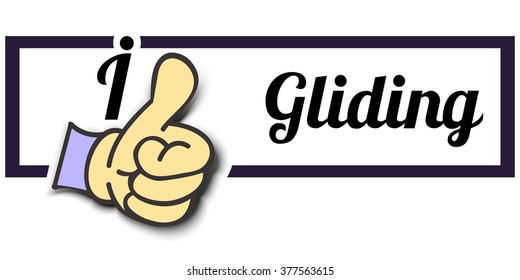 Frame " I Like Gliding " Thumb Up! Vector graphic logo eps10.