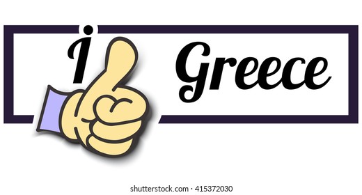 Frame " I Like Greece  " Thumb Up! Vector graphic logo eps10. 