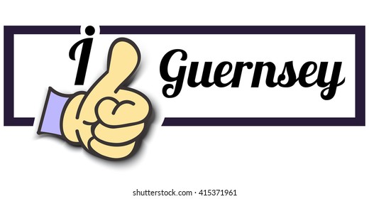 Frame " I Like Guernsey " Thumb Up! Vector graphic logo eps10. 