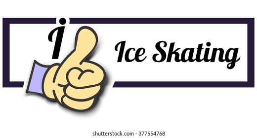 Frame " I Like Ice Skating " Thumb Up! Vector graphic logo eps10.