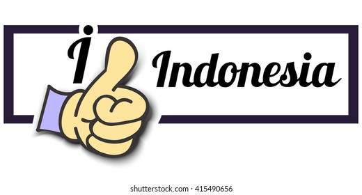 Frame " I Like Indonesia " Thumb Up! Vector graphic logo eps10.