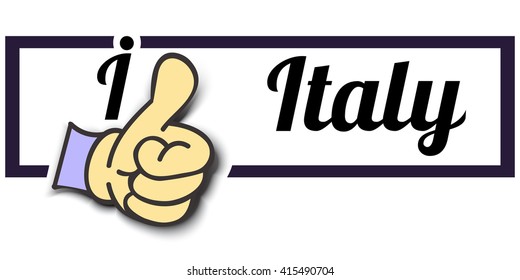 Frame " I Like Italy " Thumb Up! Vector graphic logo eps10.