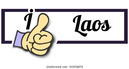 Frame " I Like Laos " Thumb Up! Vector graphic logo eps10.