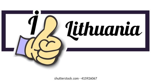 Frame " I Like Lithuania " Thumb Up! Vector graphic logo eps10.
