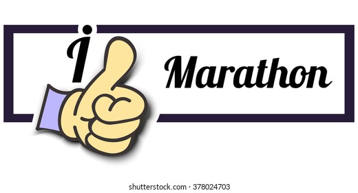 Frame " I Like Marathon " Thumb Up! Vector graphic logo eps10.