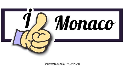 Frame " I Like Monaco " Thumb Up! Vector graphic logo eps10. 