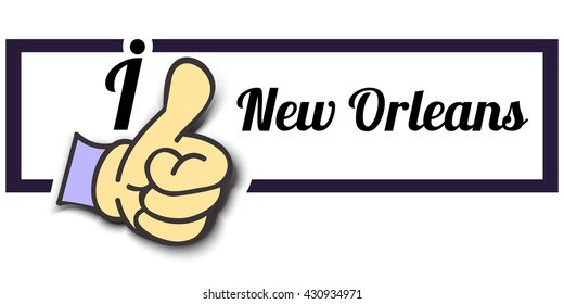 Frame " I Like New Orleans " Thumb Up! Vector graphic logo eps10.