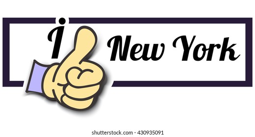 Frame " I Like New York " Thumb Up! Vector graphic logo eps10.