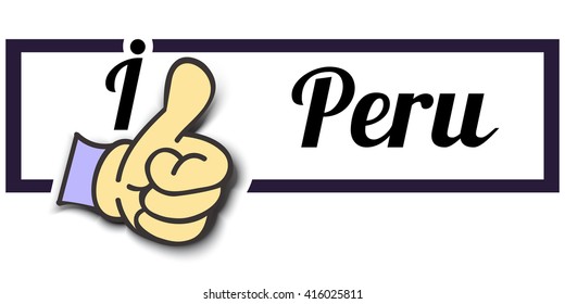 Frame " I Like Peru " Thumb Up! Vector graphic logo eps10.