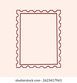 Frame like a postage stamp. Hand drawing holiday border. Vintage whimsical background for greeting cards, wedding, invitations, social media