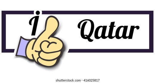 Frame " I Like Qatar " Thumb Up! Vector graphic logo eps10.