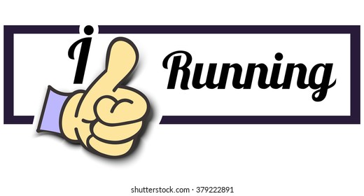 Frame " I Like Running " Thumb Up! Vector graphic logo eps10.