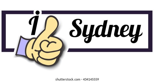 Frame " I Like Sydney " Thumb Up! Vector graphic logo eps10.