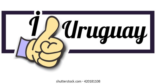 Frame " I Like Uruguay " Thumb Up! Vector graphic logo eps10.