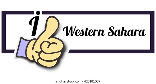 Frame " I Like Western Sahara " Thumb Up! Vector graphic logo eps10.