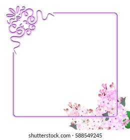 frame with lilac on a white background, vector illustration