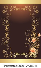 Frame with lilies. Pattern for design of decorative background. Vector