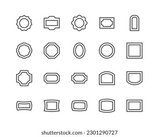 frame line icon set with editable stroke. Outline collection of vector objects. Premium icon pack