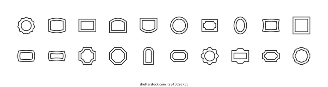 frame line icon set with editable stroke. Outline collection of vector objects. Premium icon pack