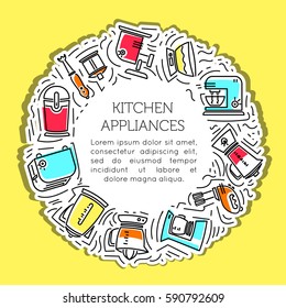 The frame of the line icons of kitchen appliances. Electrical appliances, household appliances for the kitchen. Icon for mobile concepts and web apps. Line and flat style icon. Vector sign.