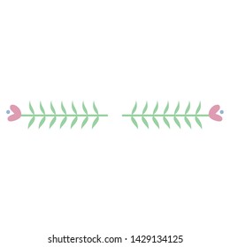 frame line with leafs and hearts decorative boho style