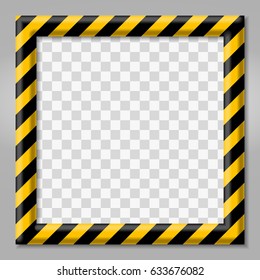 Frame with line yellow and black color. Caution sign. The hazard warning for text