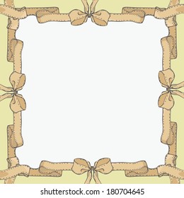 frame with linear drawing bows, hand drawn vector illustration