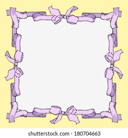 frame with linear drawing bows, hand drawn vector illustration